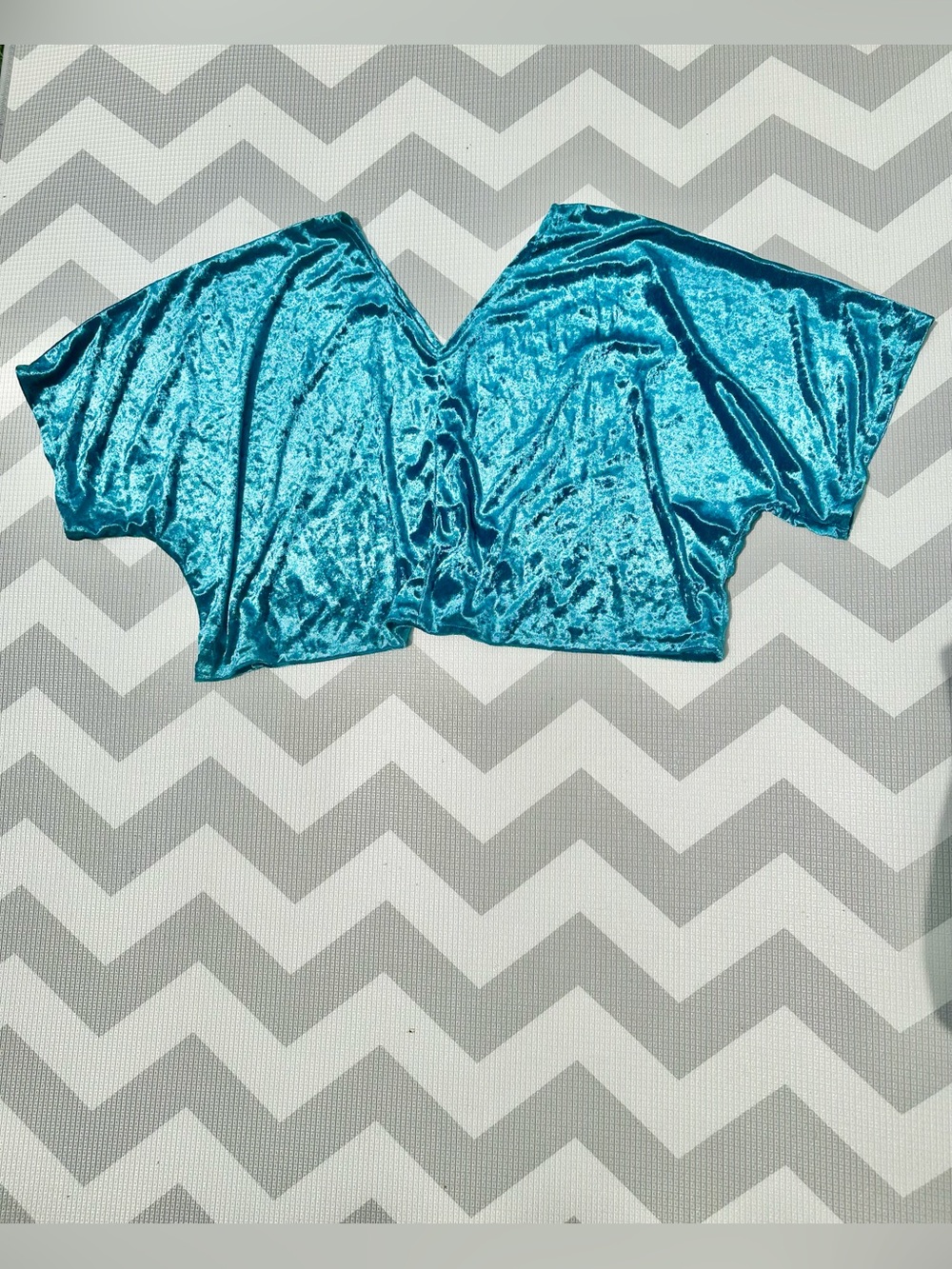 Shimmery Teal Velvet Crop Top